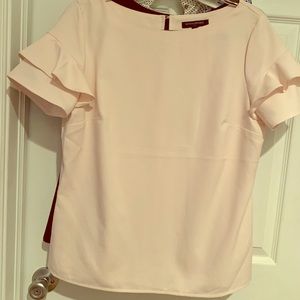 Baby pink and black BR Flutter Sleeve blouse